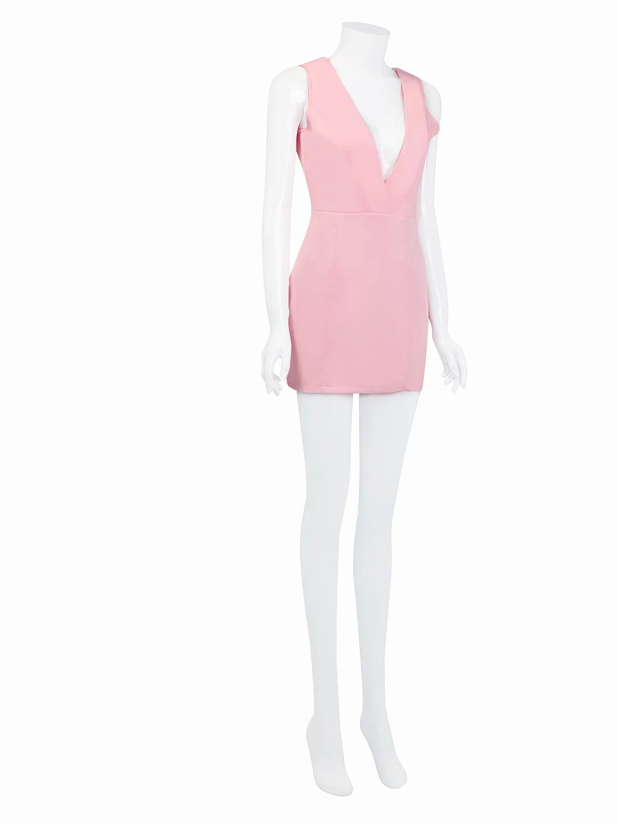 Wholesale Pink V-Neck Sleeveless Dresses