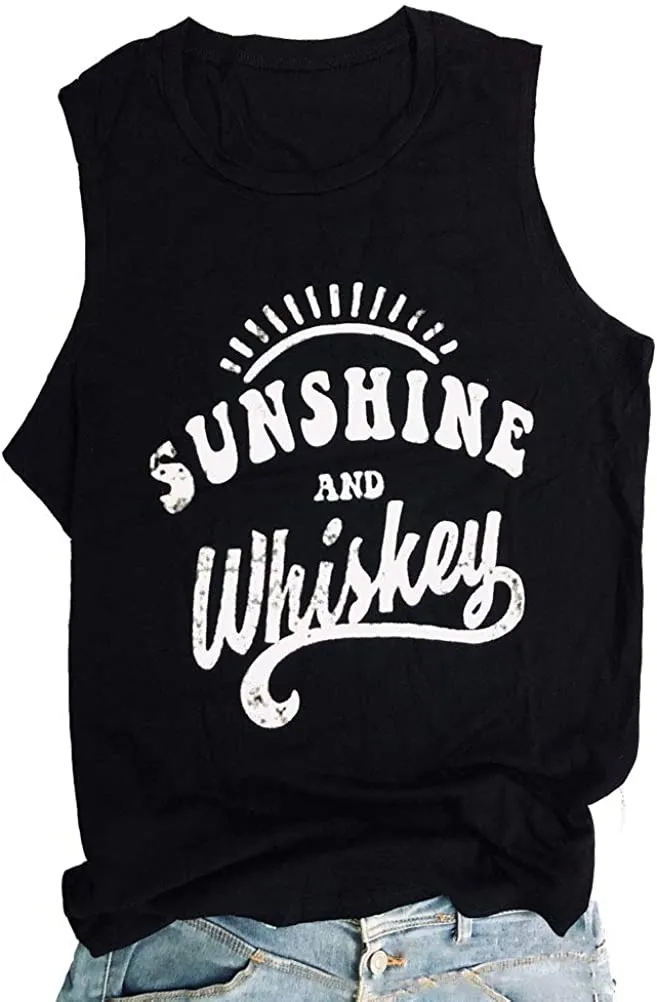 Women Sunshine and Whiskey Tank Top